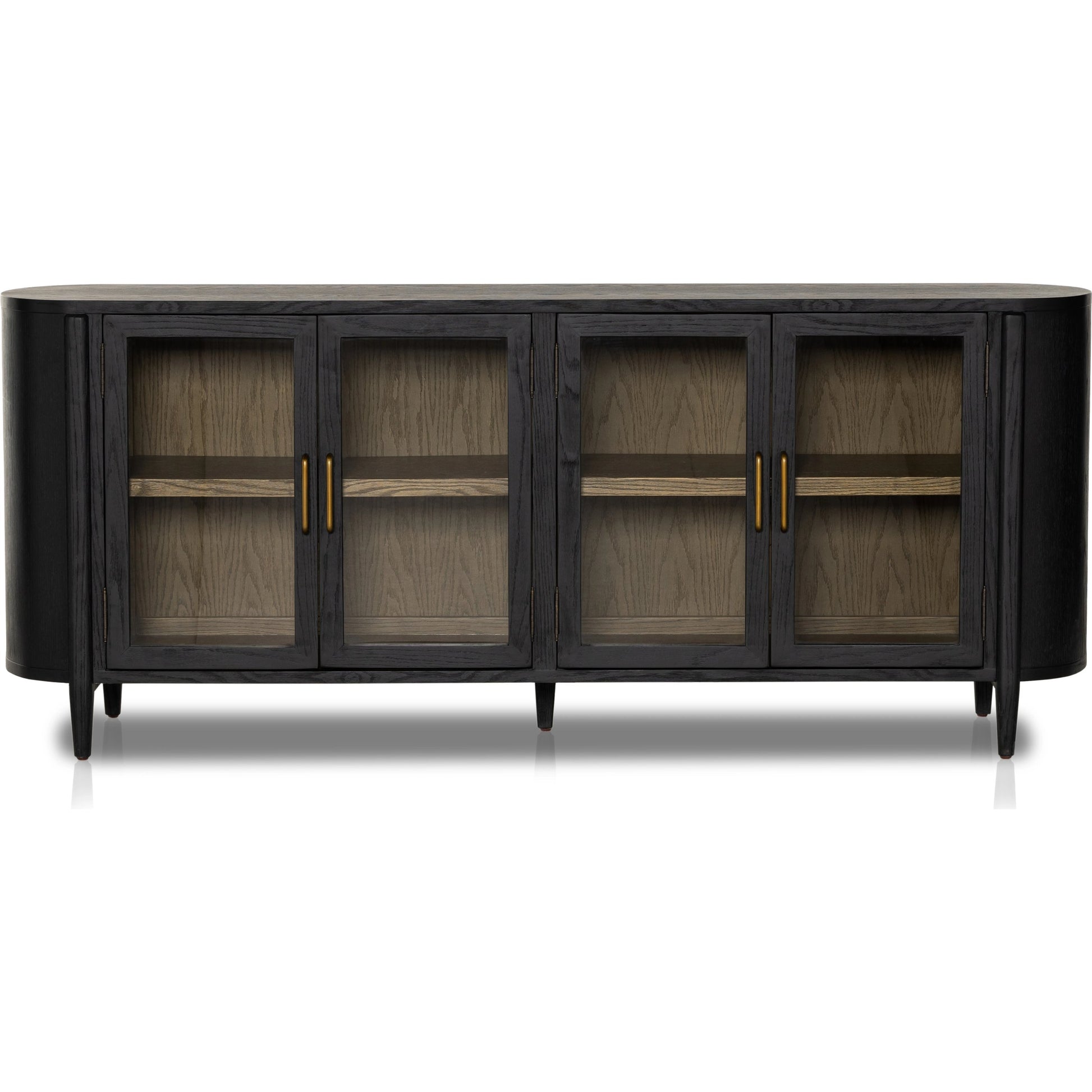 Tolle Sideboard by Four Hands in drifted matte black, drifted oak. Made from solid oak, tempered glass, oak veneer in a modern style.