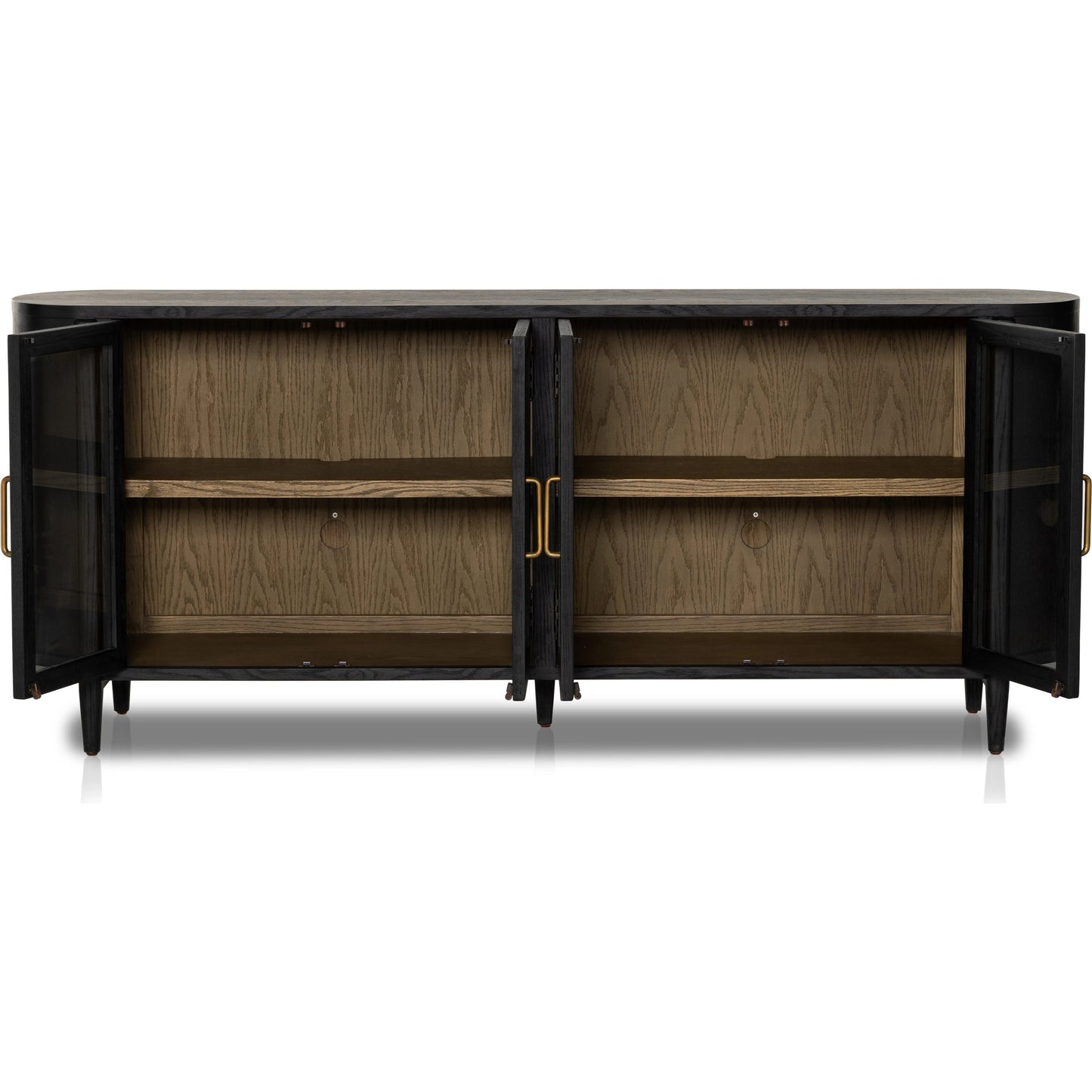 005 SI-1977861 | Additional Silo | Tolle Sideboard by Four Hands in drifted matte black, drifted oak. Made from solid oak, tempered glass, oak veneer in a modern style.