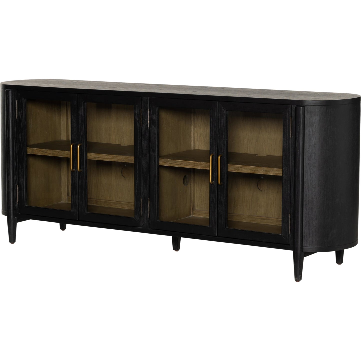 001 SI-1977861 | Additional Silo | Tolle Sideboard by Four Hands in drifted matte black, drifted oak. Made from solid oak, tempered glass, oak veneer in a modern style.