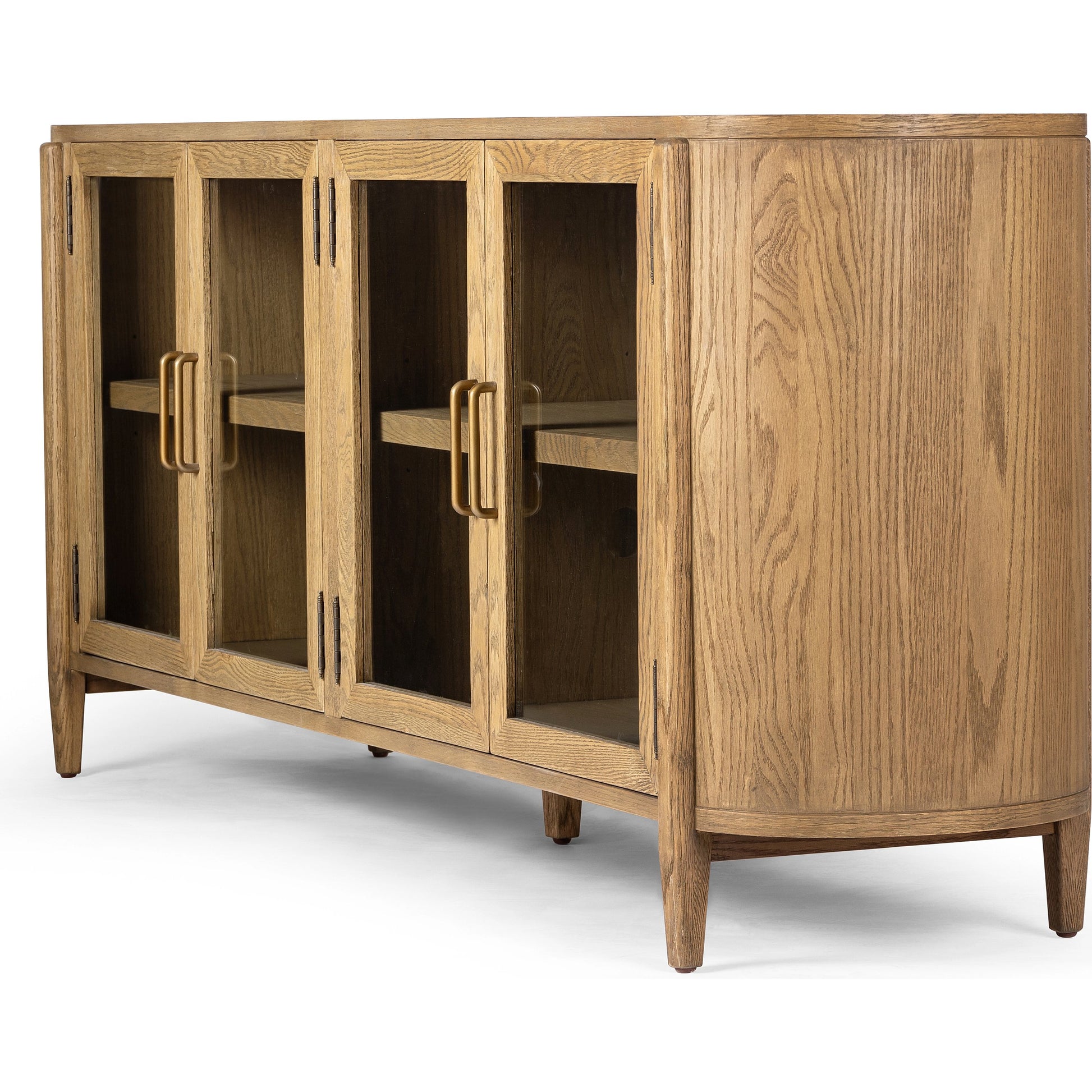 Tolle Sideboard by Four Hands in drifted matte black, drifted oak. Made from solid oak, tempered glass, oak veneer in a modern style.