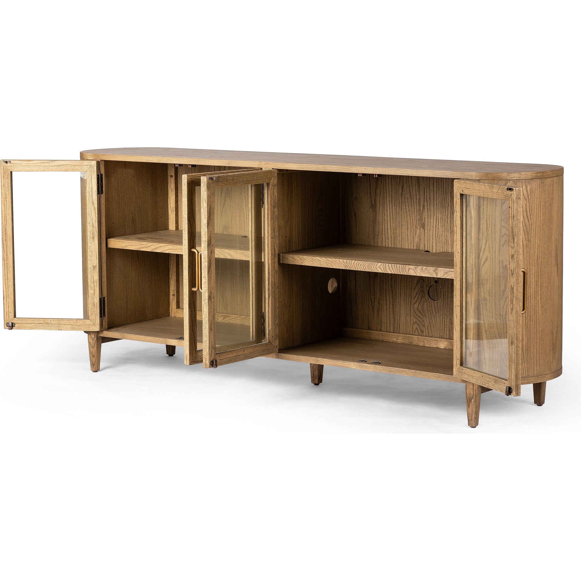 Tolle Sideboard by Four Hands in drifted matte black, drifted oak. Made from solid oak, tempered glass, oak veneer in a modern style.