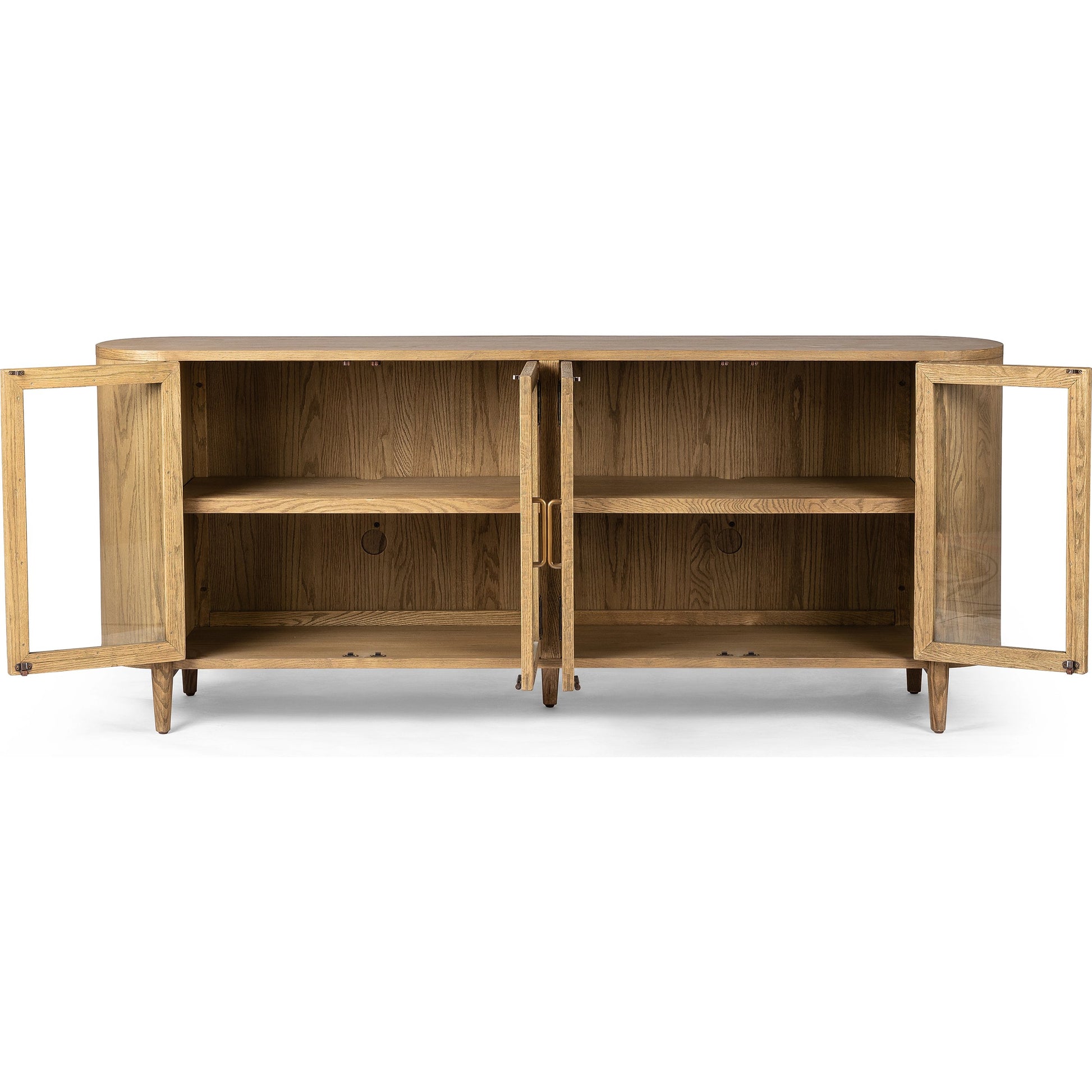 Tolle Sideboard by Four Hands in drifted matte black, drifted oak. Made from solid oak, tempered glass, oak veneer in a modern style.