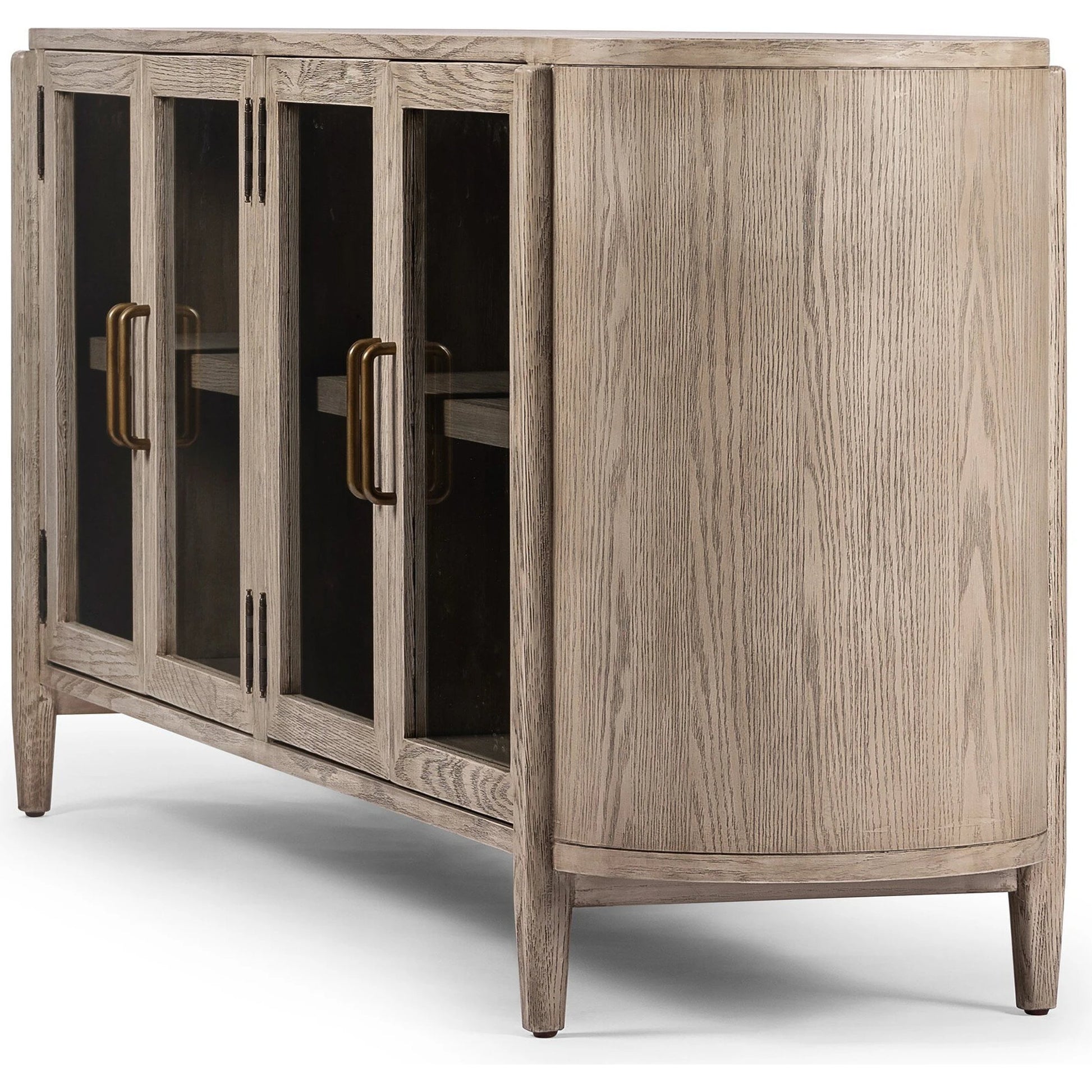 Tolle Sideboard by Four Hands in drifted matte black, drifted oak. Made from solid oak, tempered glass, oak veneer in a modern style.