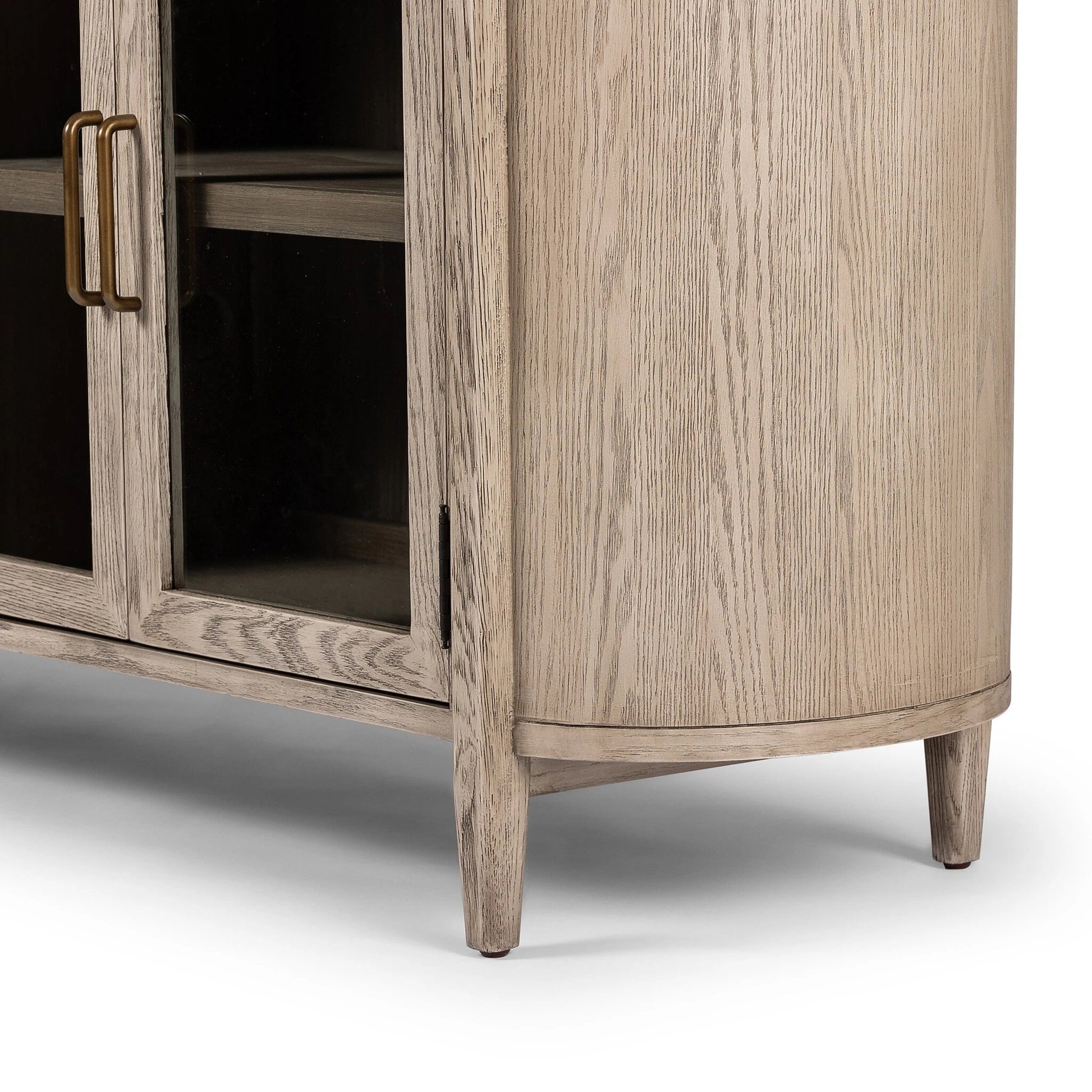 Tolle Sideboard by Four Hands in drifted matte black, drifted oak. Made from solid oak, tempered glass, oak veneer in a modern style.