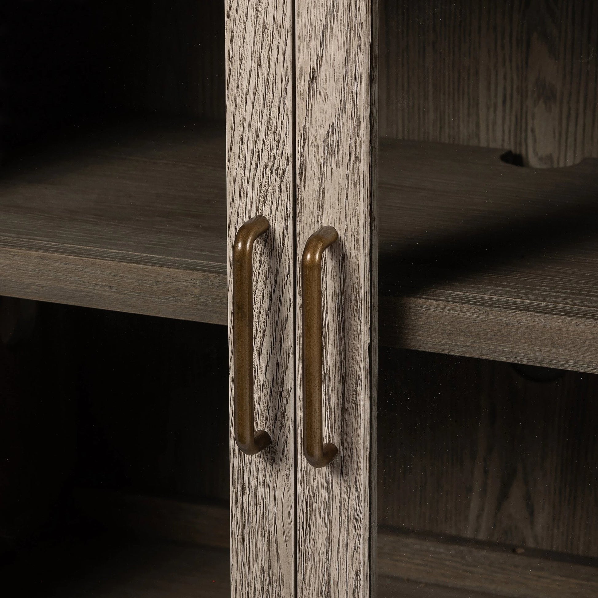Tolle Sideboard by Four Hands in drifted matte black, drifted oak. Made from solid oak, tempered glass, oak veneer in a modern style.