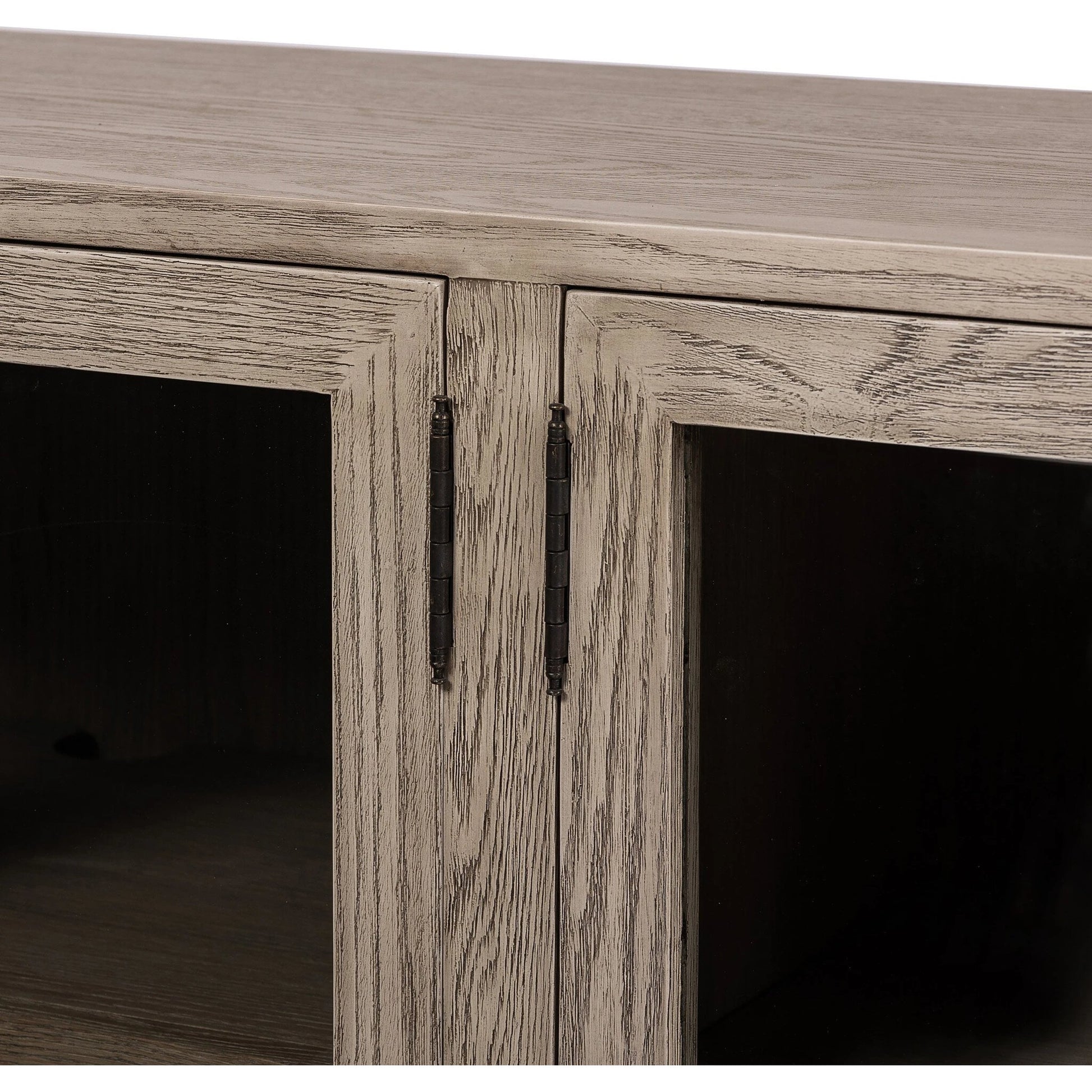 Tolle Sideboard by Four Hands in drifted matte black, drifted oak. Made from solid oak, tempered glass, oak veneer in a modern style.