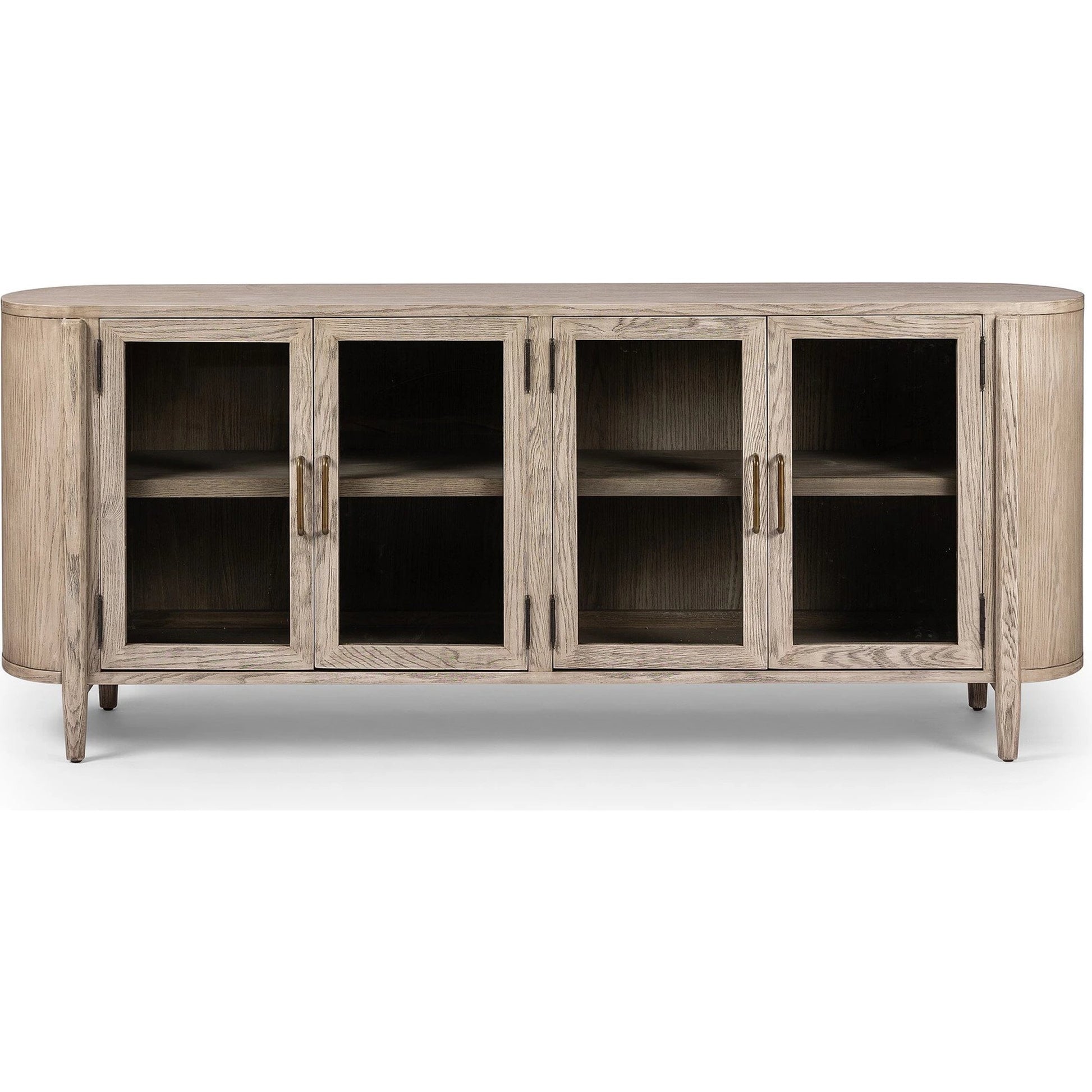 Tolle Sideboard by Four Hands in drifted matte black, drifted oak. Made from solid oak, tempered glass, oak veneer in a modern style.
