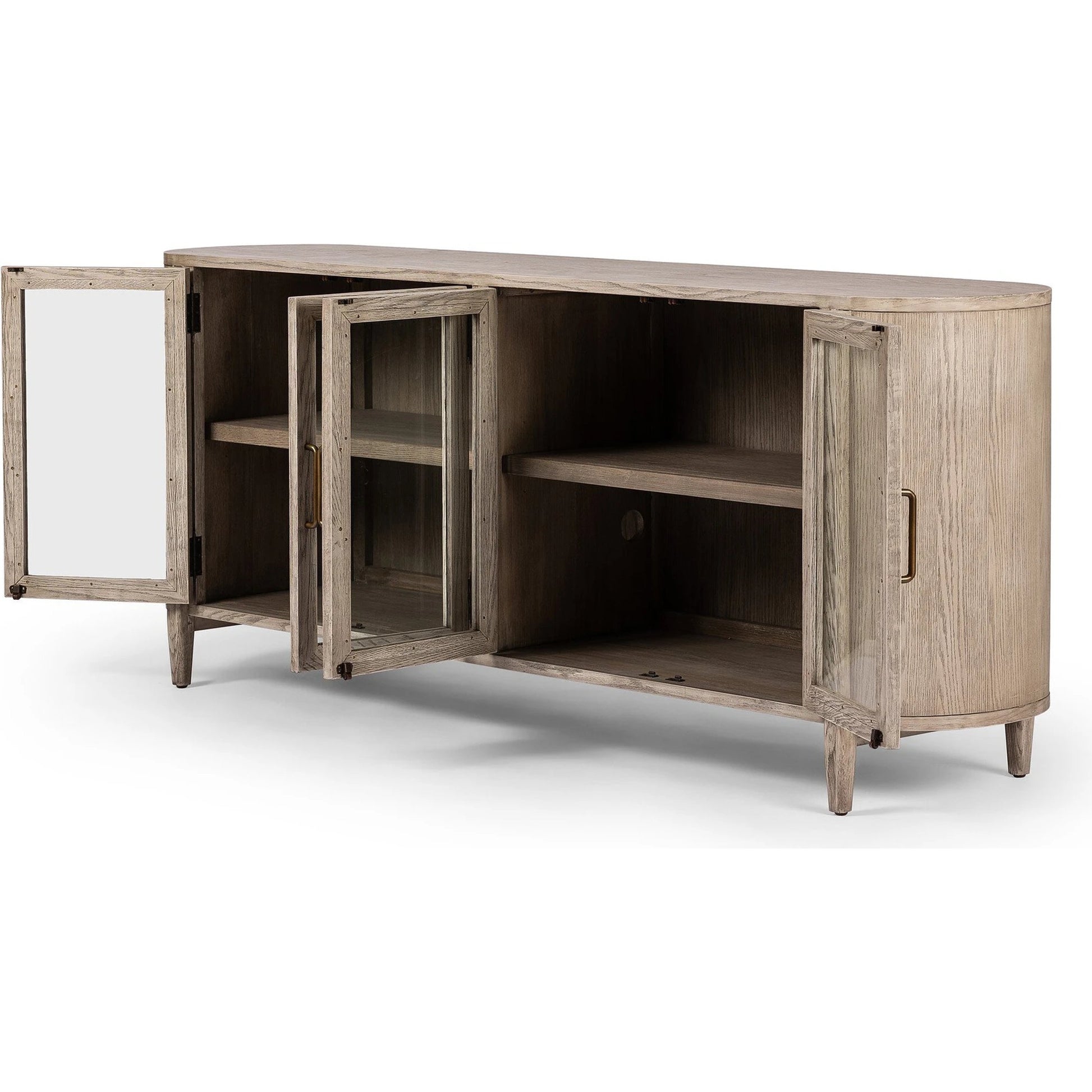 Tolle Sideboard by Four Hands in drifted matte black, drifted oak. Made from solid oak, tempered glass, oak veneer in a modern style.