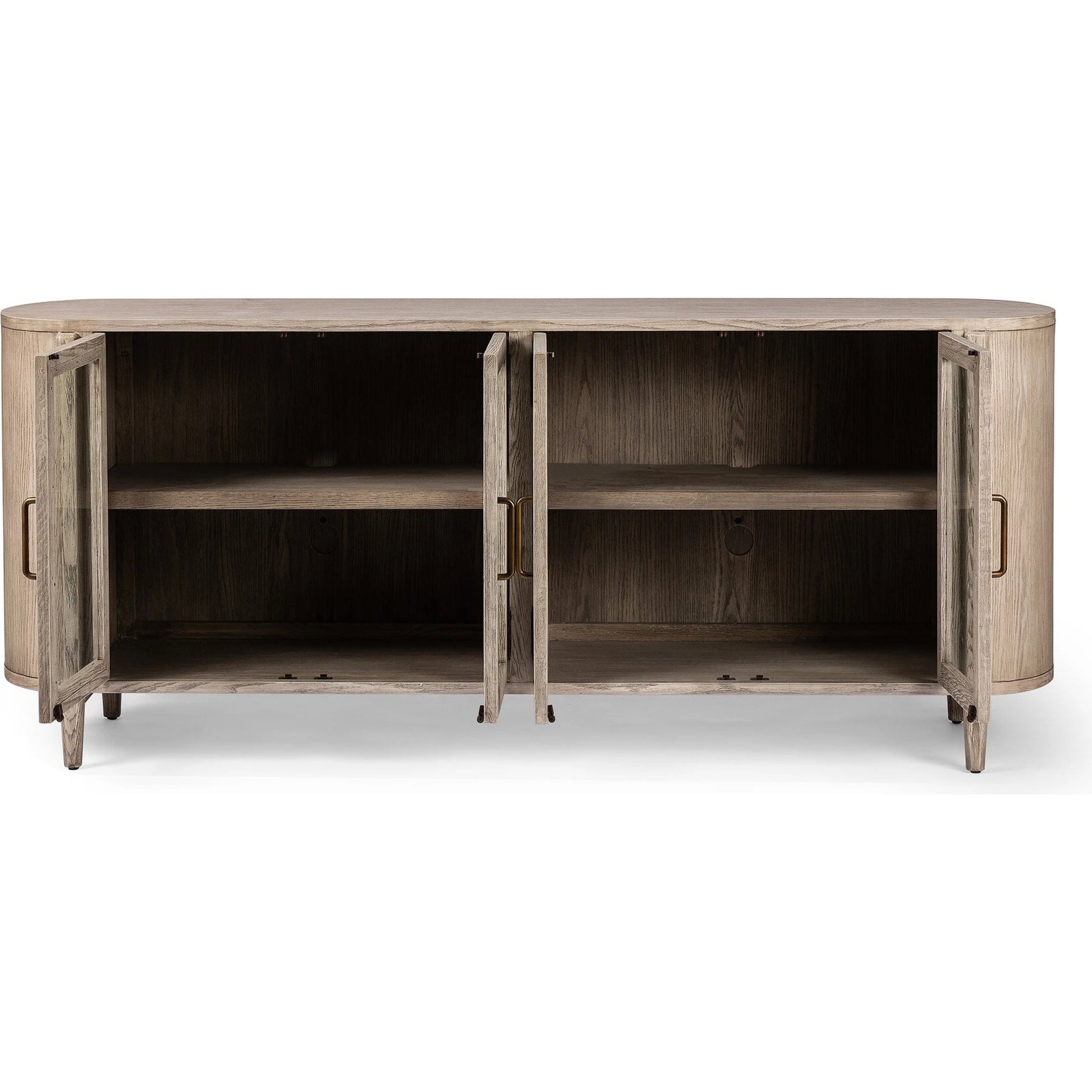 Tolle Sideboard by Four Hands in drifted matte black, drifted oak. Made from solid oak, tempered glass, oak veneer in a modern style.