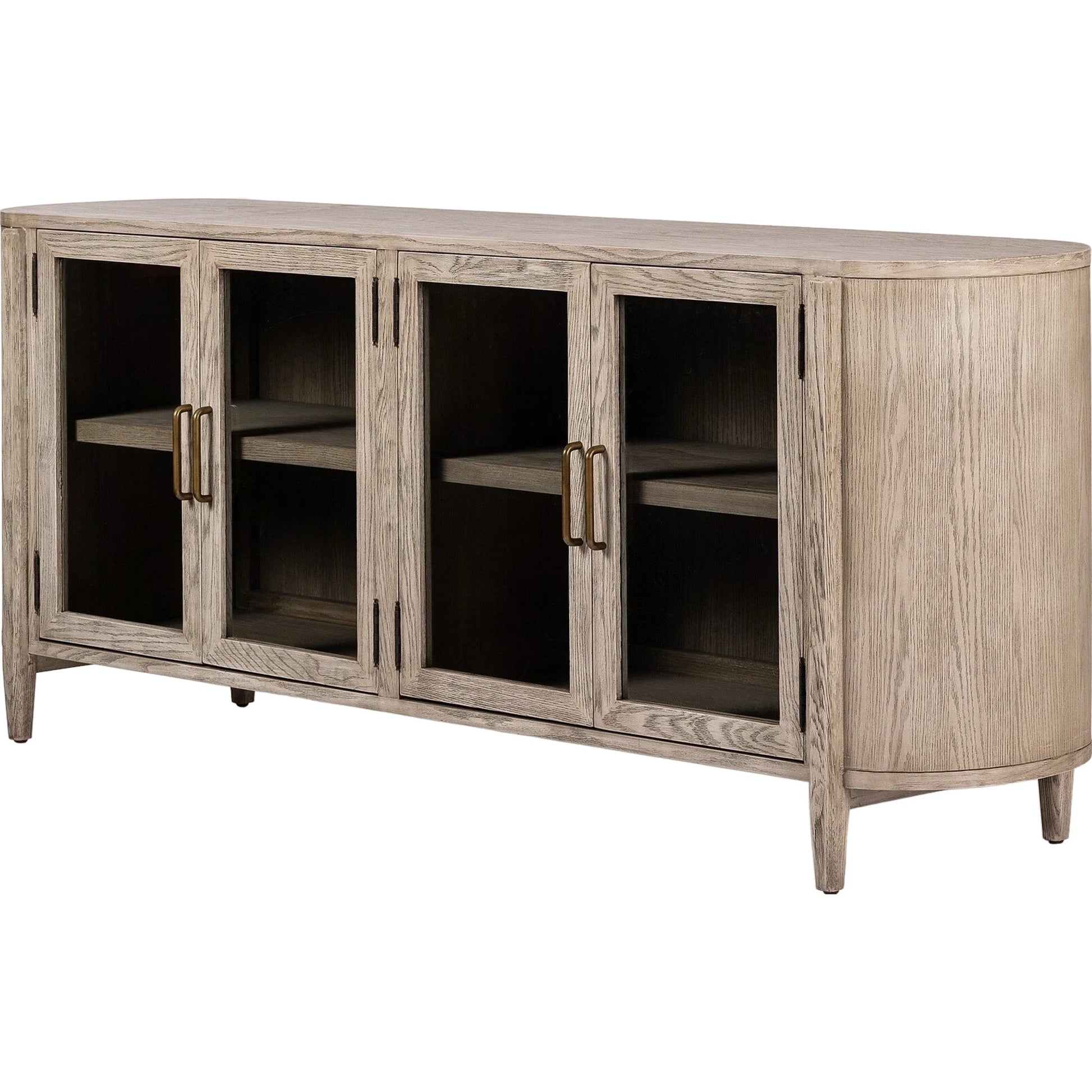 Tolle Sideboard by Four Hands in drifted matte black, drifted oak. Made from solid oak, tempered glass, oak veneer in a modern style.