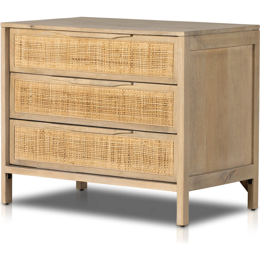 Sydney Large Nightstand by Four Hands. Made from solid mango, cane in a modern style.