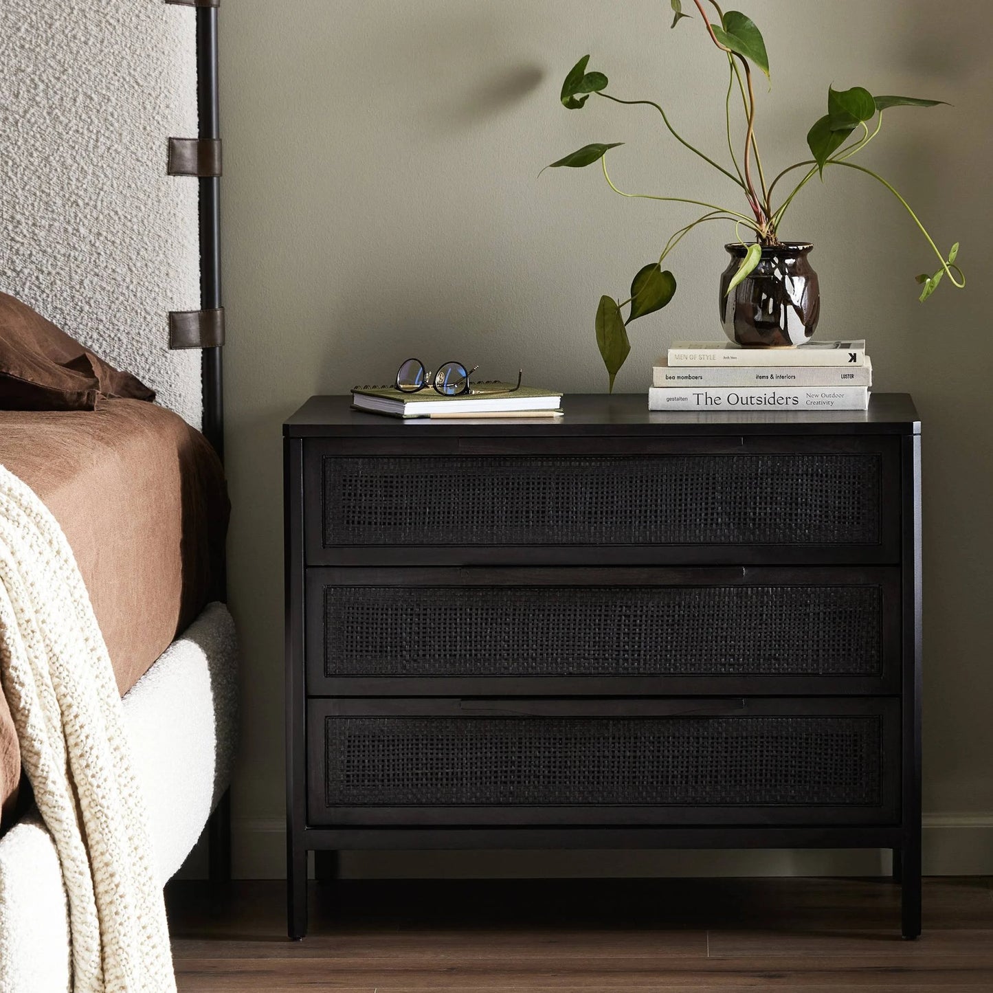 046 SI-2093958 | Lifestyle | Sydney Large Nightstand by Four Hands. Made from solid mango, cane in a modern style.