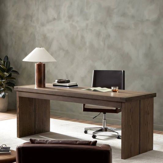 Warby Desk by Four Hands in worn oak. Made from oak veneer in a modern style.