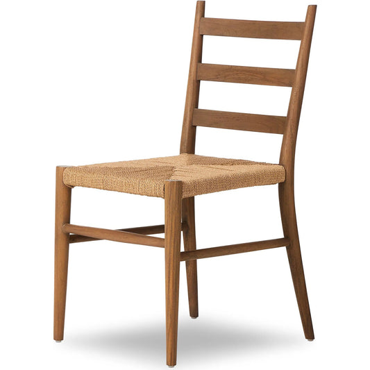 Ladder Back Outdoor Dining Chair by Four Hands. Made from 100% polyethylene, solid teak in a transitional style.