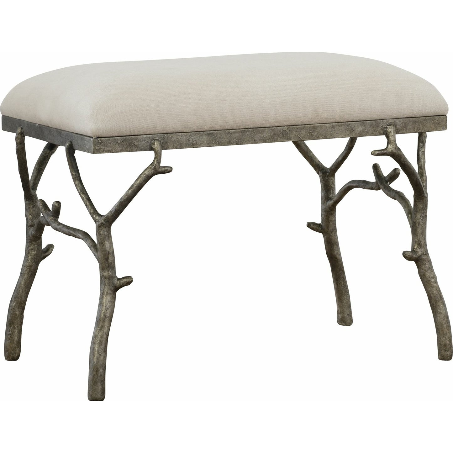 001 SR-766713 | Additional Silo | Lismore Fabric Bench by Uttermost. Made from iron, resin, linen, plywood in a rustic style.