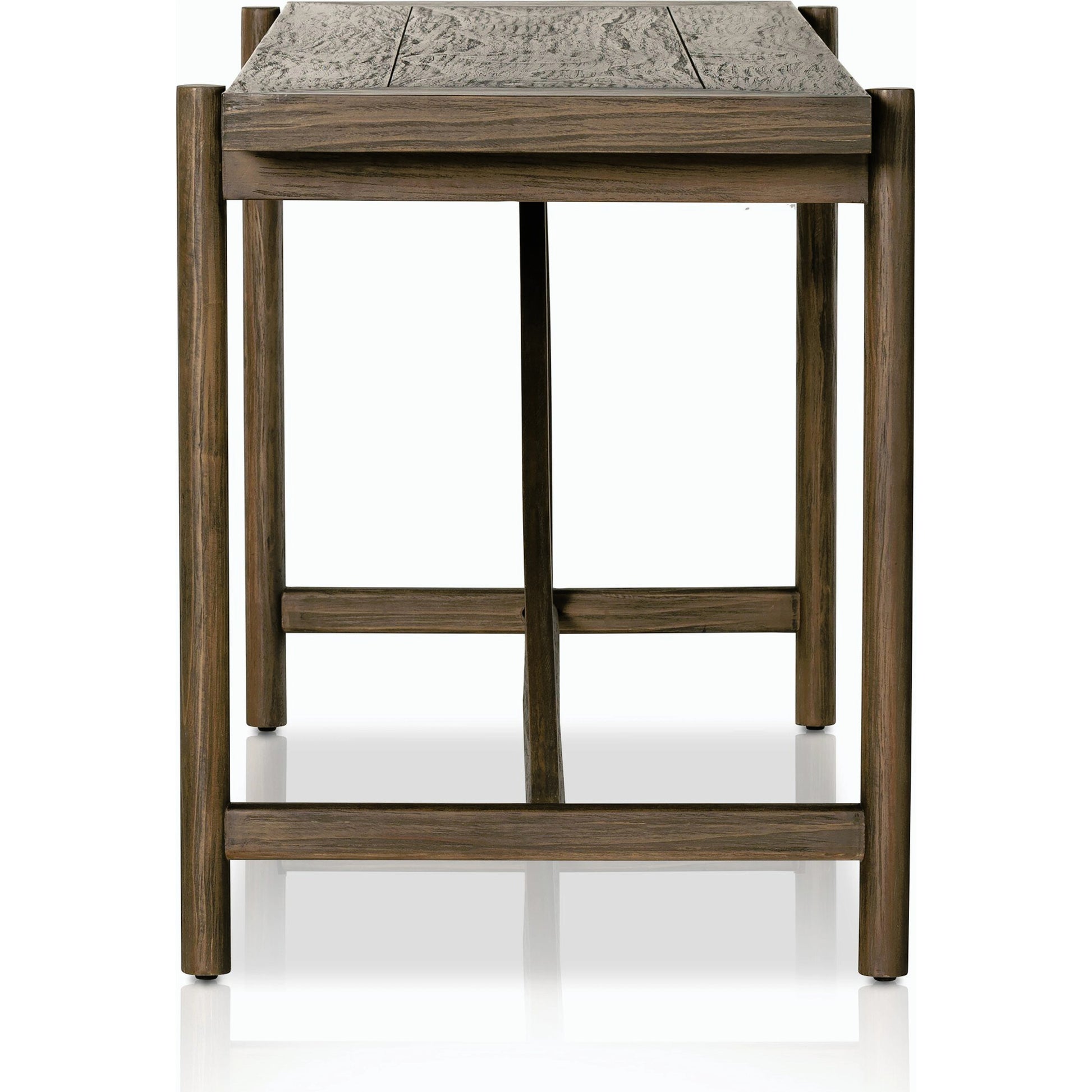 Goldthwaite Console Table by Four Hands in sienna brown. Made from solid pine, poplar plywood in a modern style.