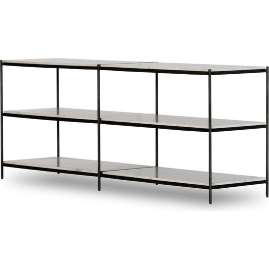 001 SI-1977319 | Primary Silo | Felix Large Console Table by Four Hands. Made from iron, solid marble, engineered hardwood in a modern style.