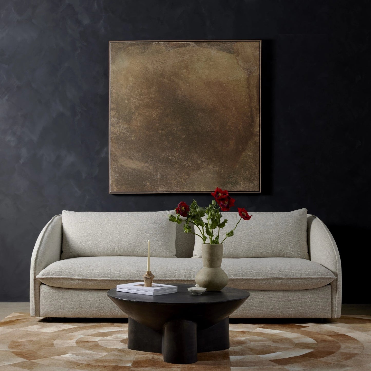 021 SI-1903085 | Lifestyle | Sante Coffee Table by Four Hands in raw black. Made from aluminum in a modern style.