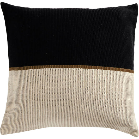 016 SI-2137354 | Primary Silo | Handwoven Black Merido Pillow by Four Hands in beige cotton, off white canvas, black cotton and beige cotton. Made from 100% cotton in a transitional style.