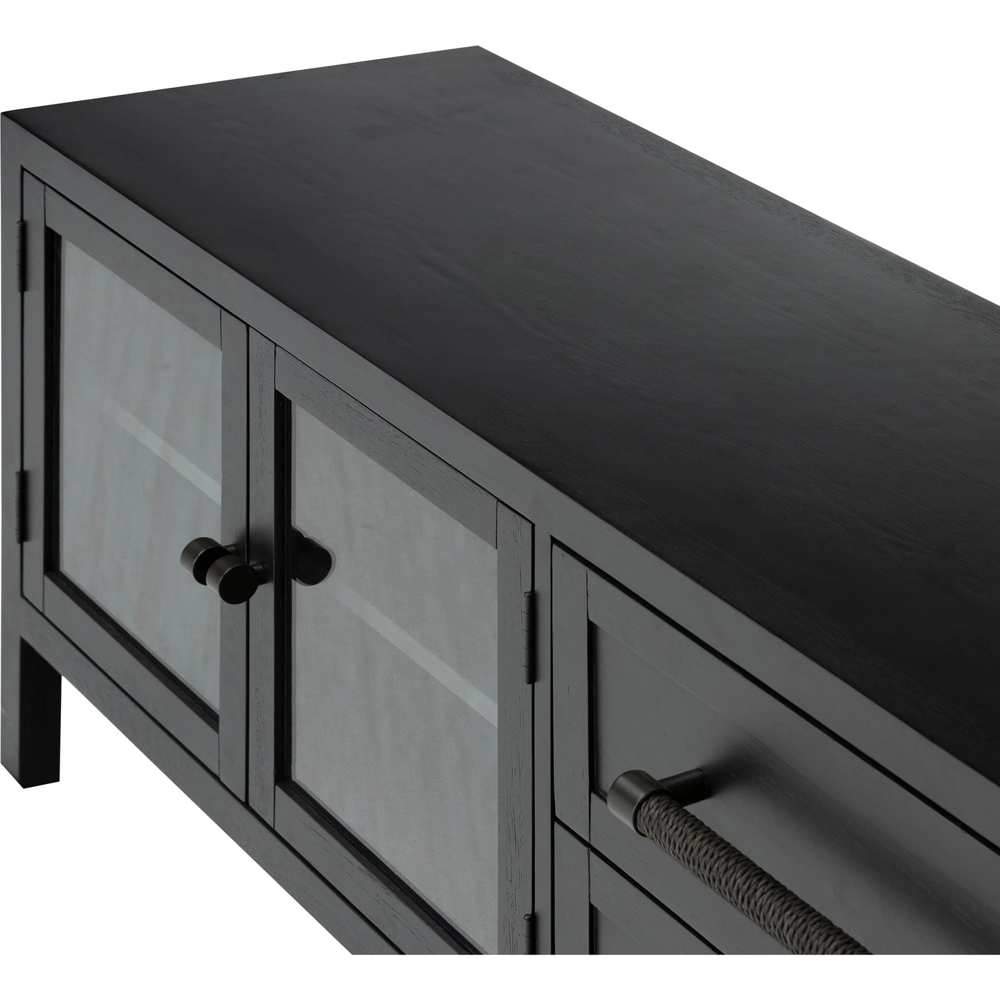 006 SI-2001543 | Additional Silo | Laker Media Console by Four Hands in black oak. Made from solid oak, rush, oak veneer in a modern style.