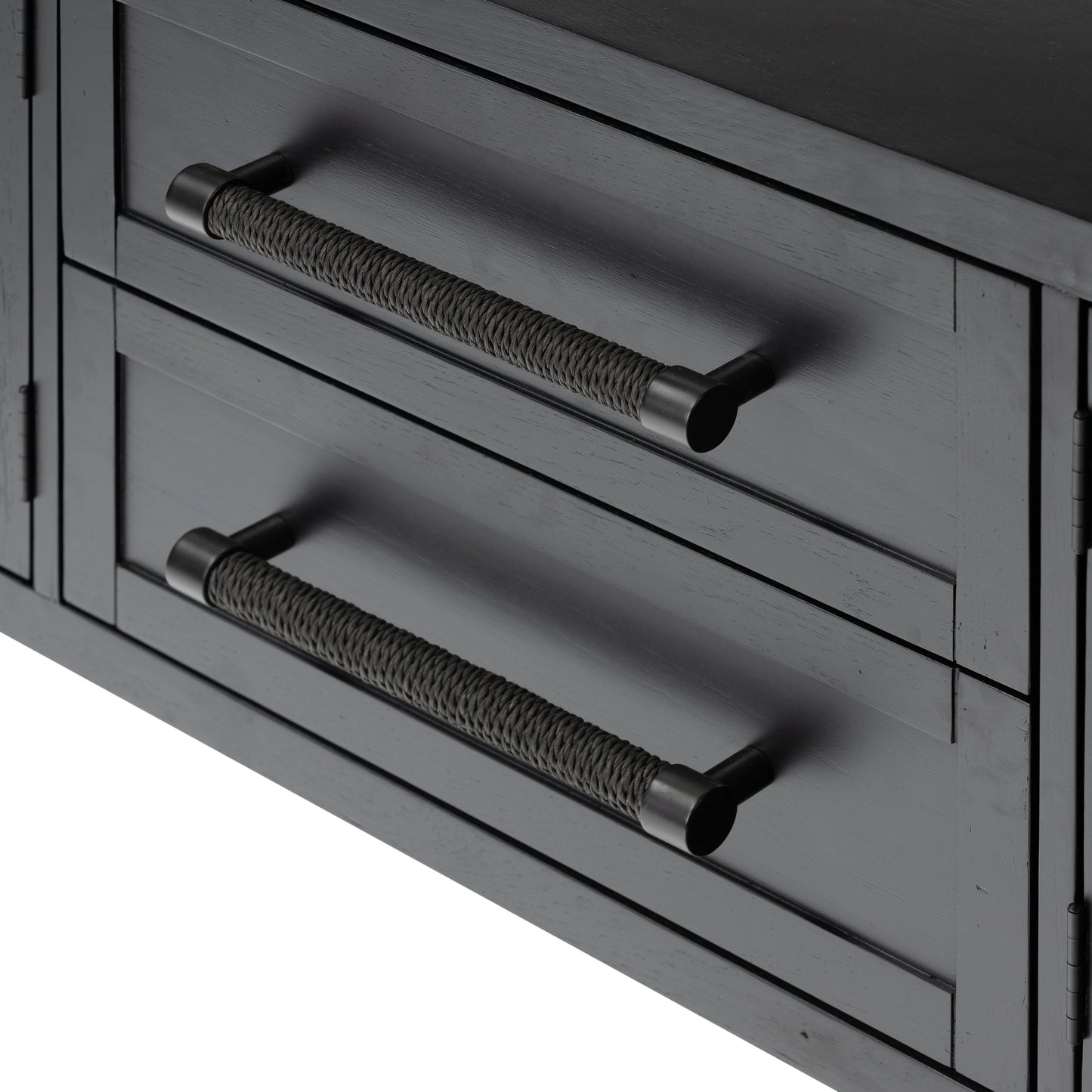 007 SI-2001543 | Additional Silo | Laker Media Console by Four Hands in black oak. Made from solid oak, rush, oak veneer in a modern style.