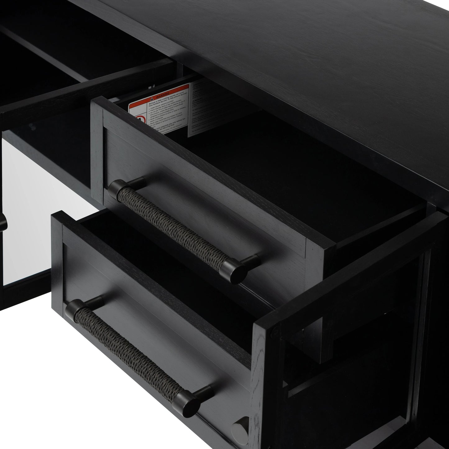 009 SI-2001543 | Additional Silo | Laker Media Console by Four Hands in black oak. Made from solid oak, rush, oak veneer in a modern style.