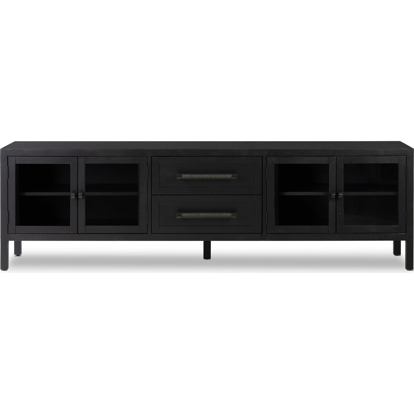 002 SI-2001543 | Additional Silo | Laker Media Console by Four Hands in black oak. Made from solid oak, rush, oak veneer in a modern style.