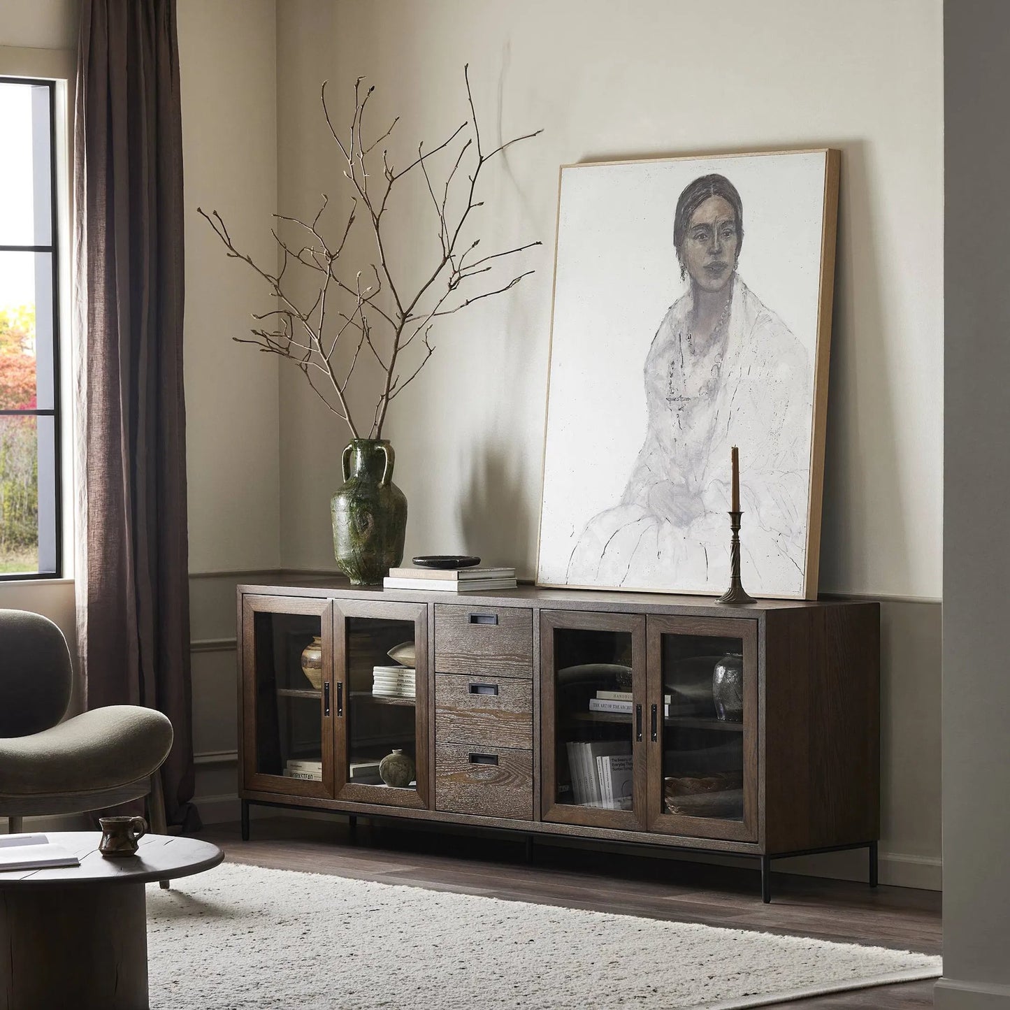 012 SI-2635322 | Lifestyle | Lancaster Sideboard by Four Hands in drifted oak, drifted oak veneer, black iron. Made from solid oak, oak veneer, iron in a unique style.