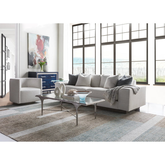 Porto Silver Rectangular Cocktail Table by Artistica Home in silver leaf. Made from unique in a modern style.