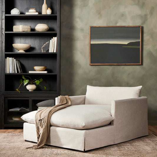 Habitat Chaise Lounge by Four Hands in bennett moon. Made from 100% polyester, solid banak, pine plywood in a modern style.