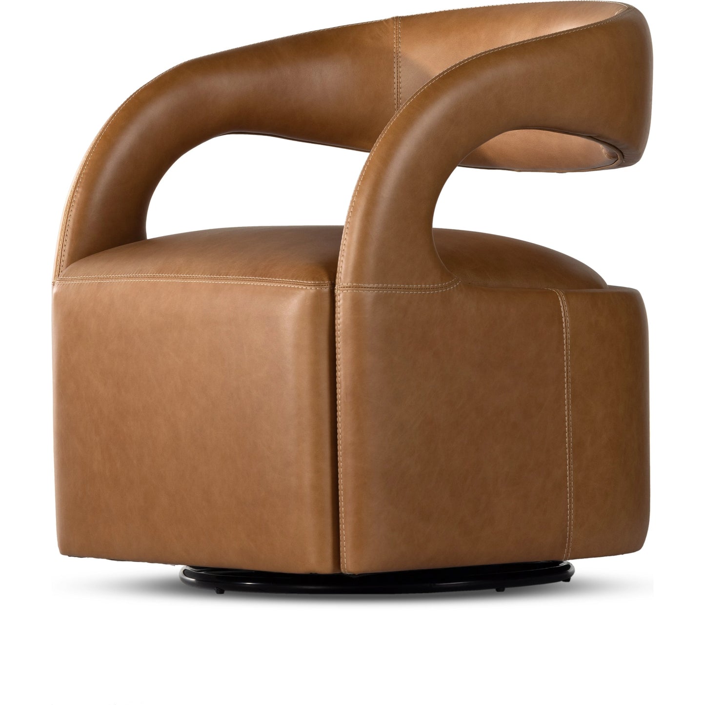 003 SI-1980425 | Additional Silo | Hawkins Swivel Chair by Four Hands in sonoma butterscotch. Made from top grain leather, poplar plywood, 100% polyester in a modern style.