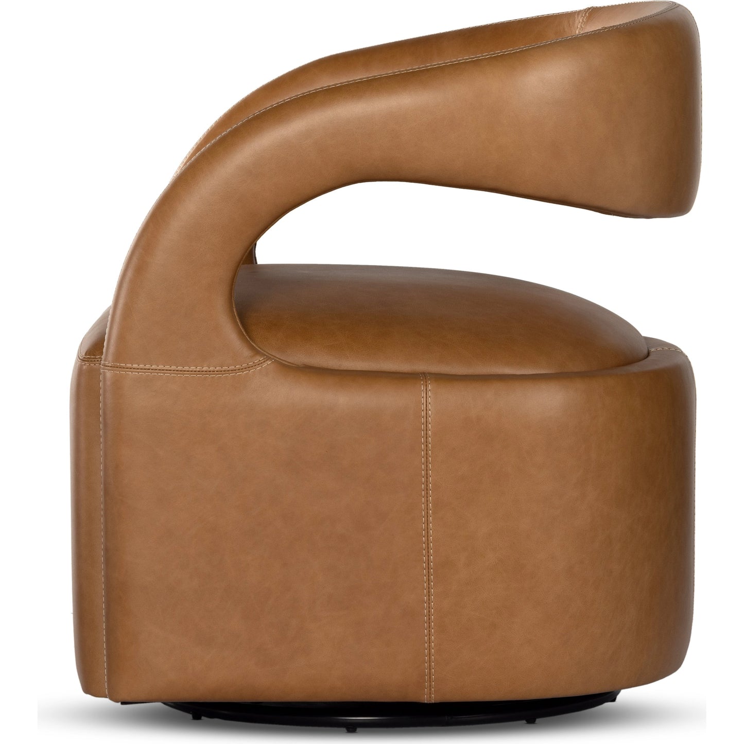 006 SI-1980425 | Additional Silo | Hawkins Swivel Chair by Four Hands in sonoma butterscotch. Made from top grain leather, poplar plywood, 100% polyester in a modern style.
