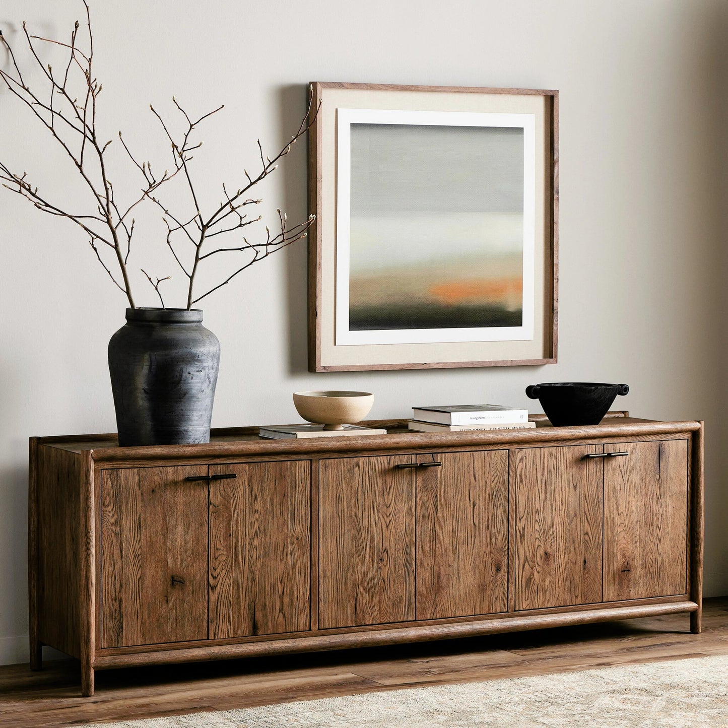 030 SI-2001369 | Lifestyle | Glenview 6 Door Sideboard by Four Hands in weathered oak veneer. Made from solid oak, thick oak veneer in a modern style.