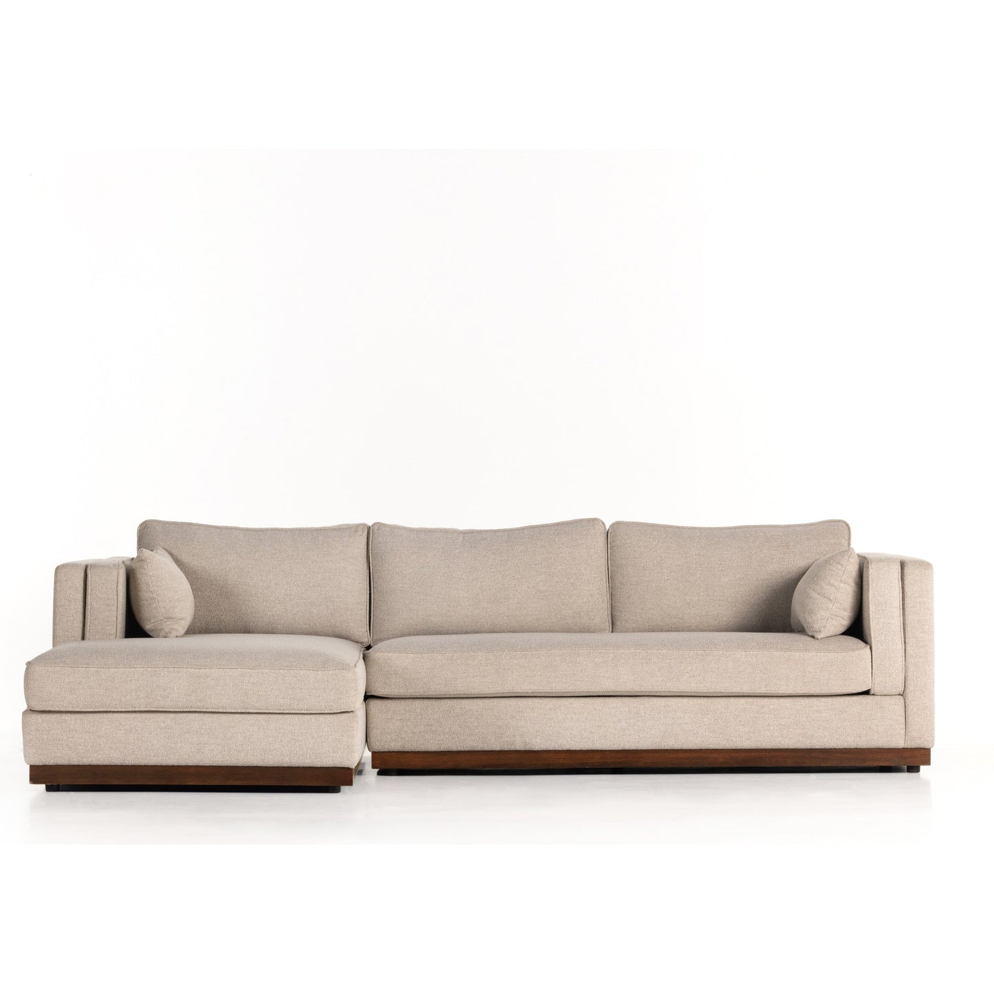 005 SI-1902959 | Additional Silo | Lawrence 2-Piece Sectional with Chaise by Four Hands in nova taupe. Made from 100% polyester, solid rosa morada, solid pine in a modern style.