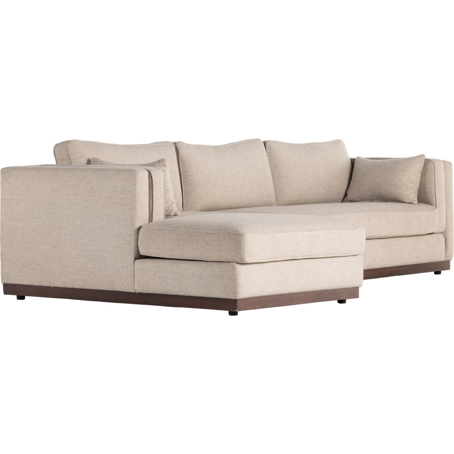 002 SI-1902959 | Additional Silo | Lawrence 2-Piece Sectional with Chaise by Four Hands in nova taupe. Made from 100% polyester, solid rosa morada, solid pine in a modern style.