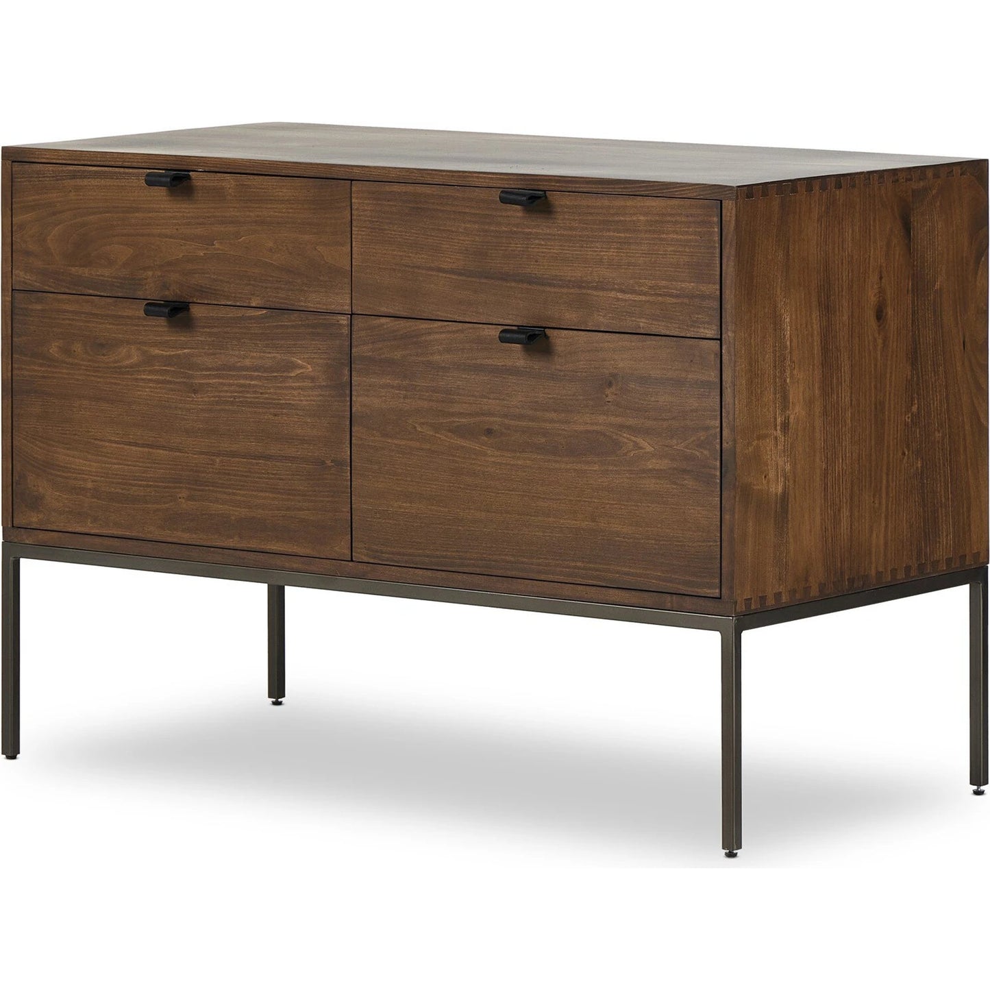 002 SI-2137671 | Primary Silo | Trey Modular Wide Filing Cabinet by Four Hands. Made from solid poplar, top grain leather, iron in a modern style.