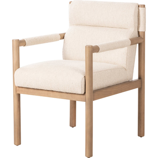 001 SI-2001533 | Additional Silo | Kiano Dining Armchair by Four Hands in charter oatmeal and washed natural parawood. Made from 69% polyester, 23% acrylic, 8% flax, linen, solid parawood, 100% polyester in a modern style.