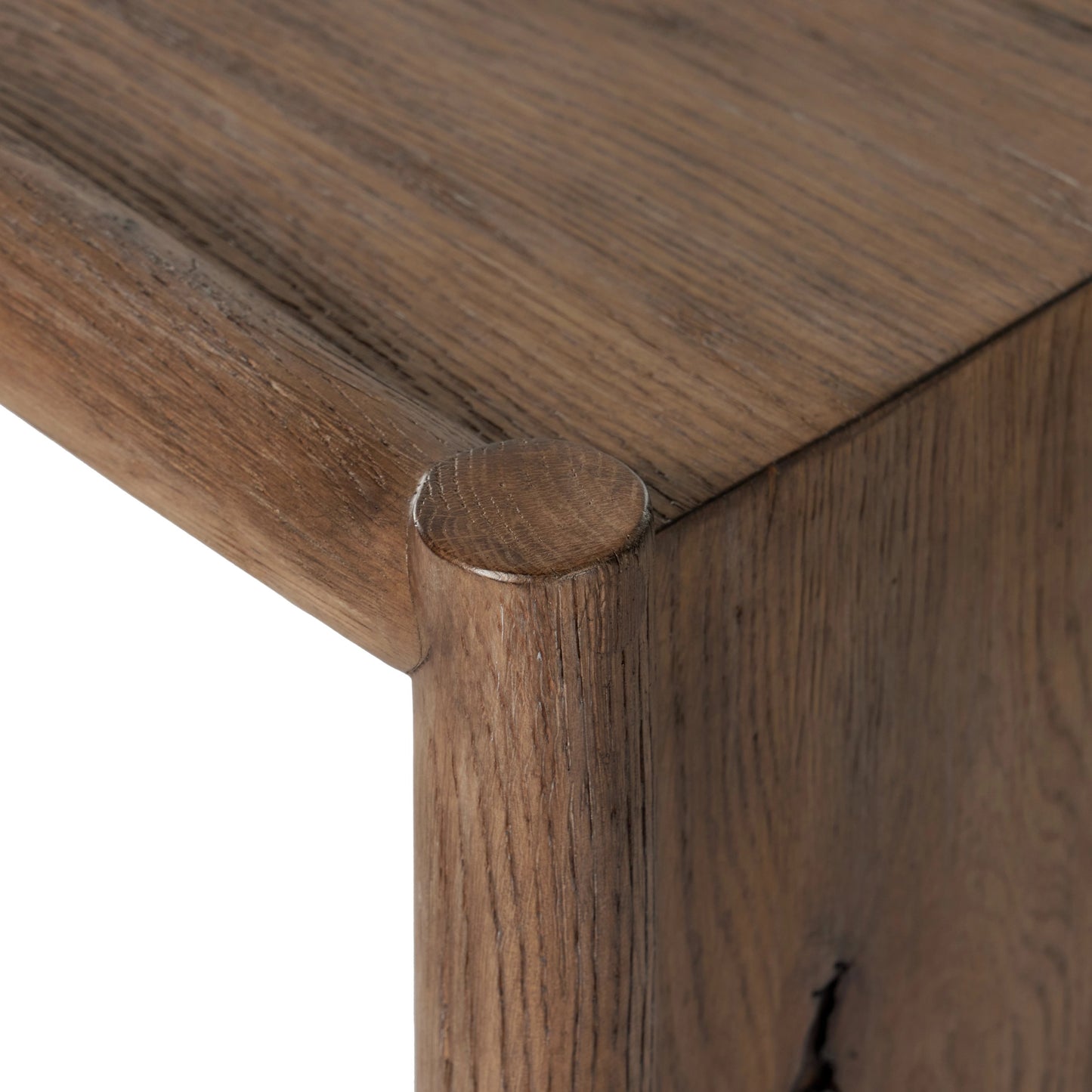 010 SI-2001377 | Additional Silo | Glenview Console Table by Four Hands in weathered oak. Made from solid oak, thick oak veneer, engineered hardwood in a modern style.