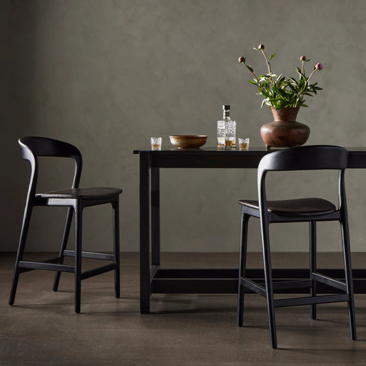 Amare Counter Stool by Four Hands. Made from top grain leather, solid ash in a modern style.