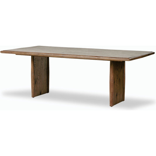 Glenview Dining Table by Four Hands in weathered oak. Made from thick oak veneer, engineered hardwood in a modern style.