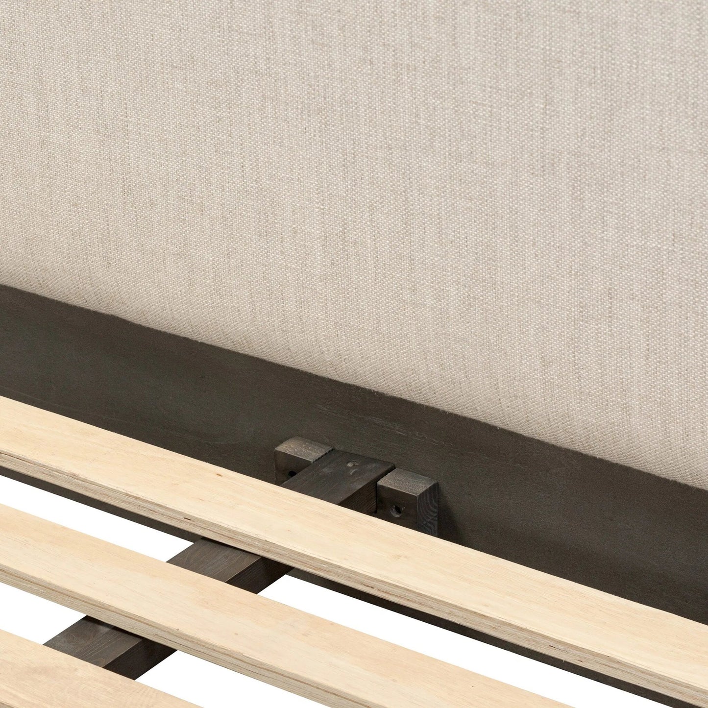 016 SI-2519183 | Closeup | Glenview Bed by Four Hands in essence natural, smoked black oak. Made from 49% viscose (rayon), 22% flax/linen, 18% polyester, 11% cotton, solid oak in a transitional style.