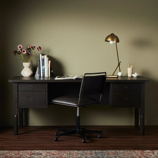 Concord Desk by Four Hands in charcoal oak. Made from oak veneer, solid oak in a modern style.
