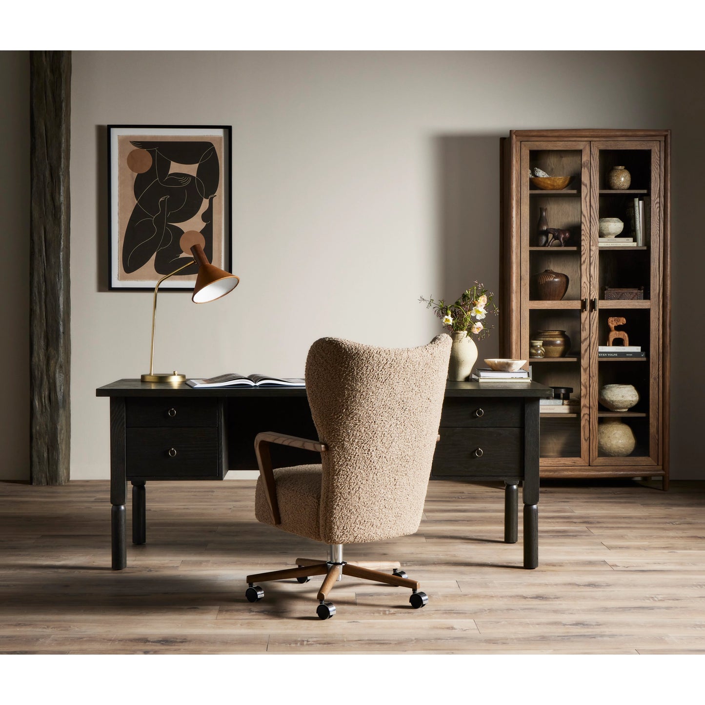 009 SI-2001132 | Lifestyle | Concord Desk by Four Hands in charcoal oak. Made from oak veneer, solid oak in a modern style.