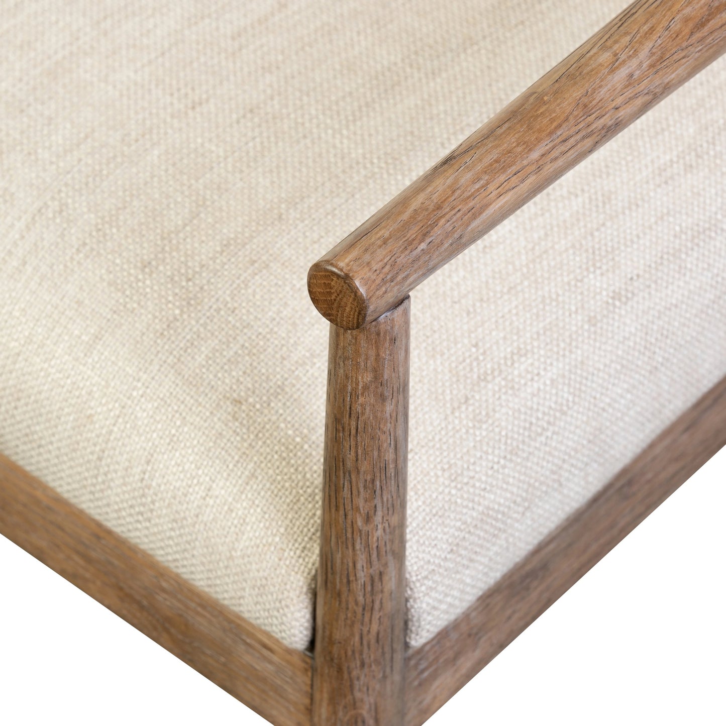 007 SI-2074330 | Additional Silo | Glenview Dining Armchair by Four Hands in essence natural, weathered oak. Made from 49% viscose (rayon), 22% flax, linen, 18% polyester, 11% cotton, solid oak in a modern style.