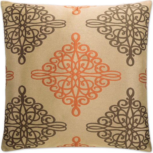 Ayers by DV Kap Home in orange, brown, copper. Made from 61% rayon, 39% polyester in a transitional style.