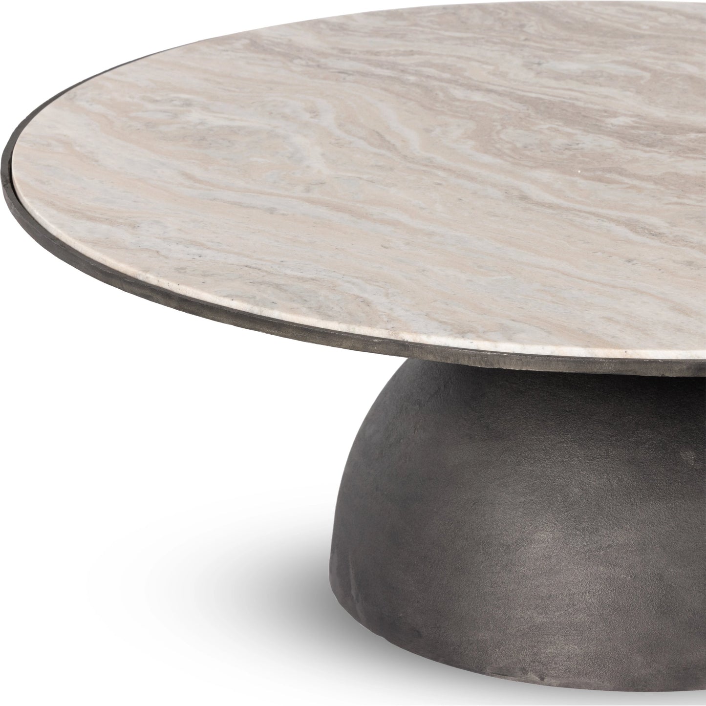 003 SI-2001136 | Additional Silo | Corbett Large Coffee Table by Four Hands in hammered grey, creamy taupe marble. Made from solid marble, aluminum, engineered hardwood in a modern style.