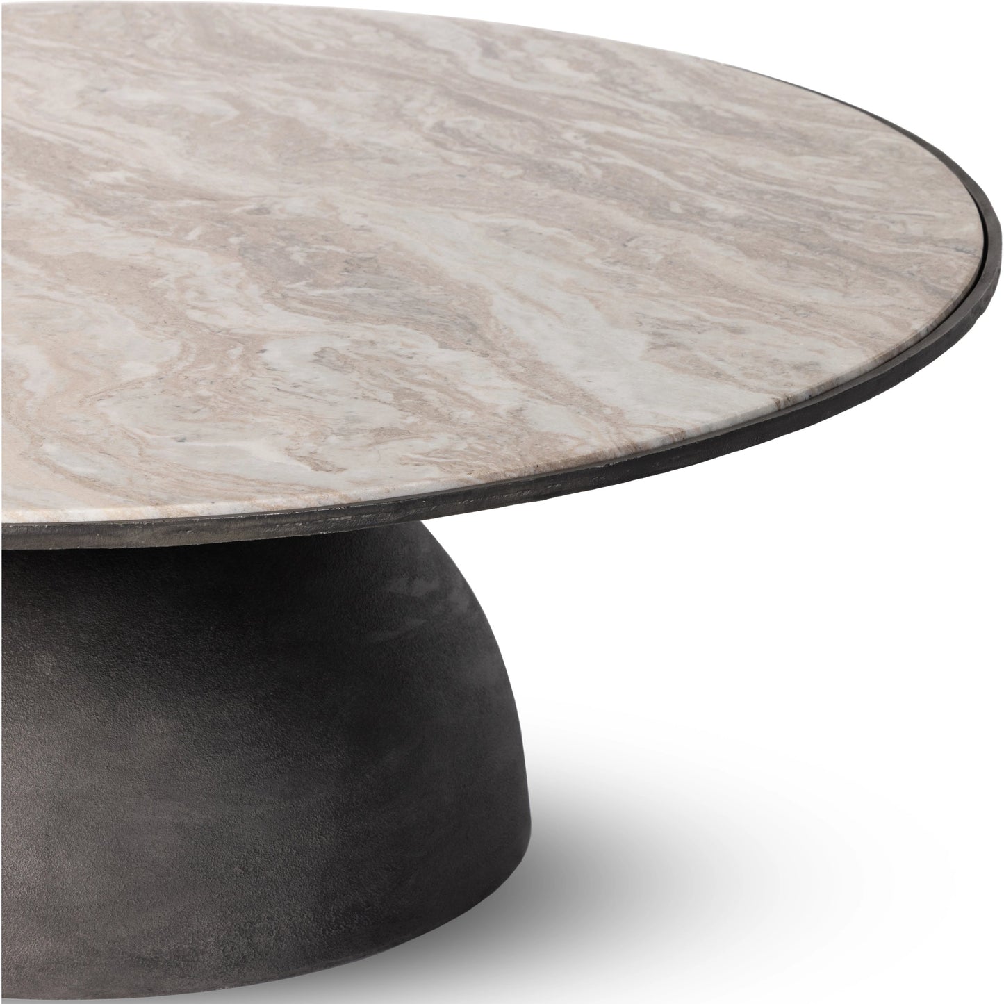005 SI-2001136 | Additional Silo | Corbett Large Coffee Table by Four Hands in hammered grey, creamy taupe marble. Made from solid marble, aluminum, engineered hardwood in a modern style.