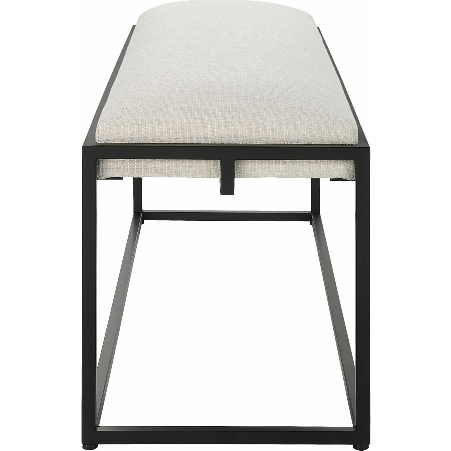 003 SI-1789789 | Additional Silo | Paradox Bench by Uttermost in matte black. Made from iron, mdf, polyester, foam in a transitional style.