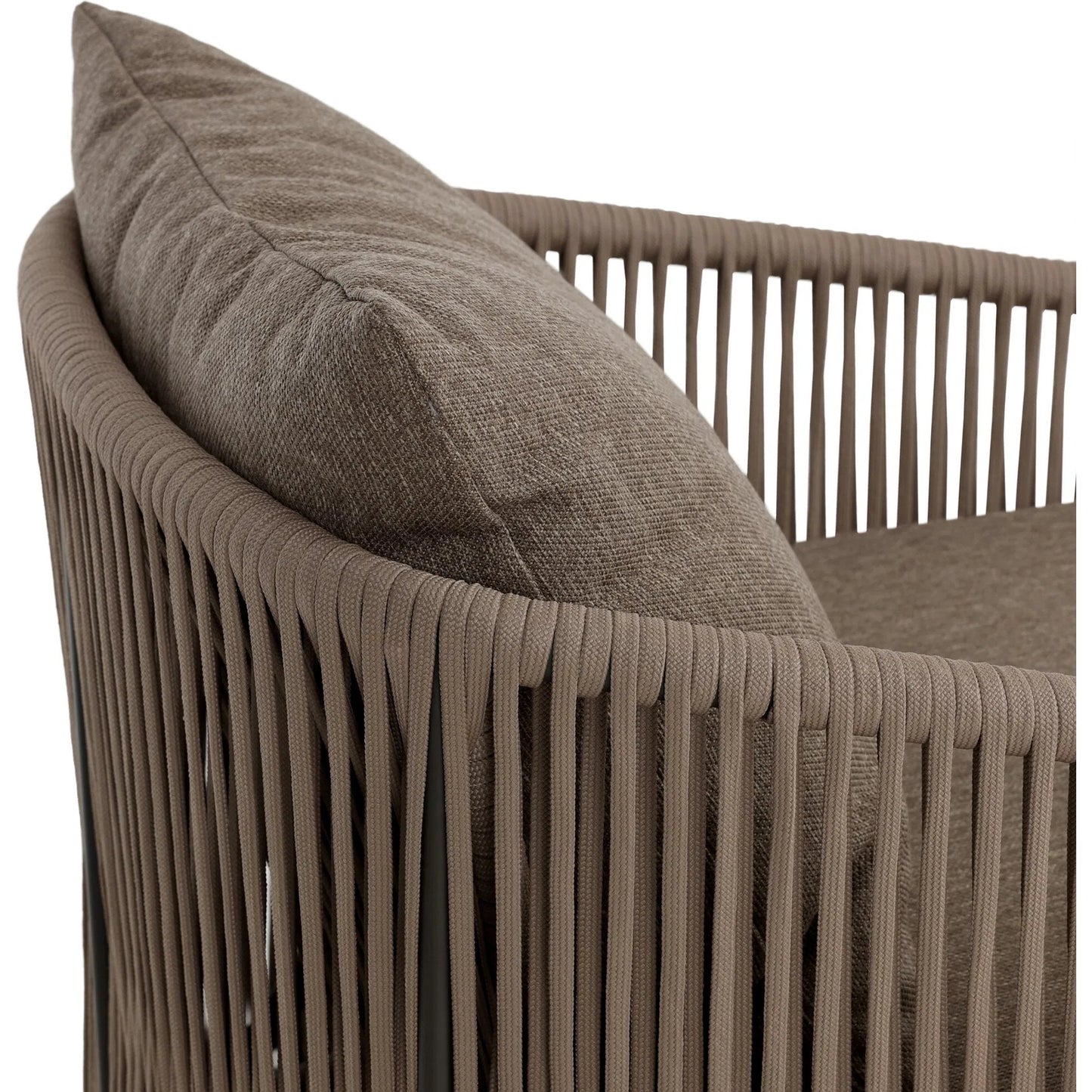 029 SI-2320219 | Closeup | Porto Outdoor Swivel Chair by Four Hands. Made from 100% olefin, aluminum, 100% polypropylene in a modern style.