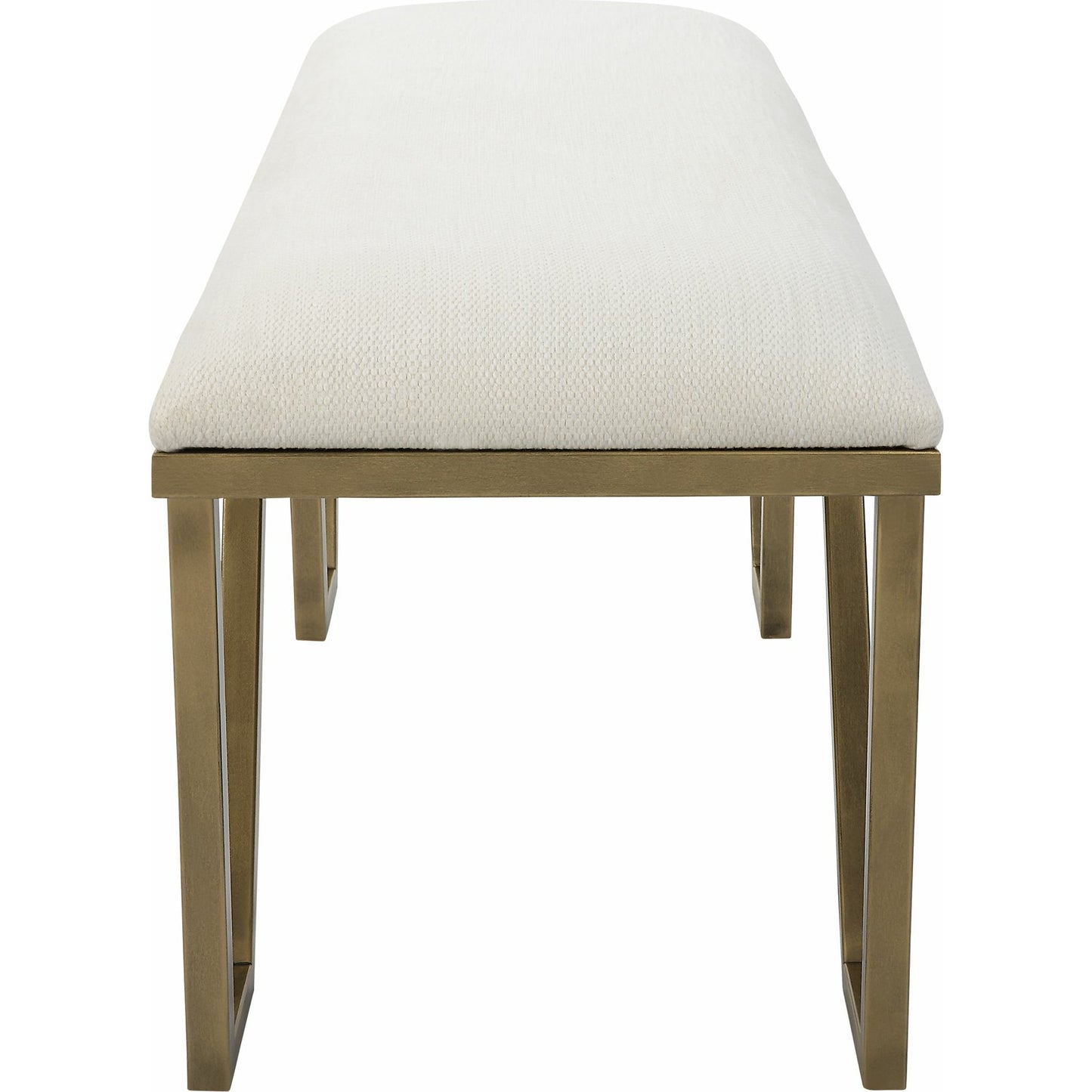 003 SI-1789777 | Additional Silo | Farrah Bench by Uttermost in antique gold leaf. Made from iron, mdf, polyester, foam in a modern style.